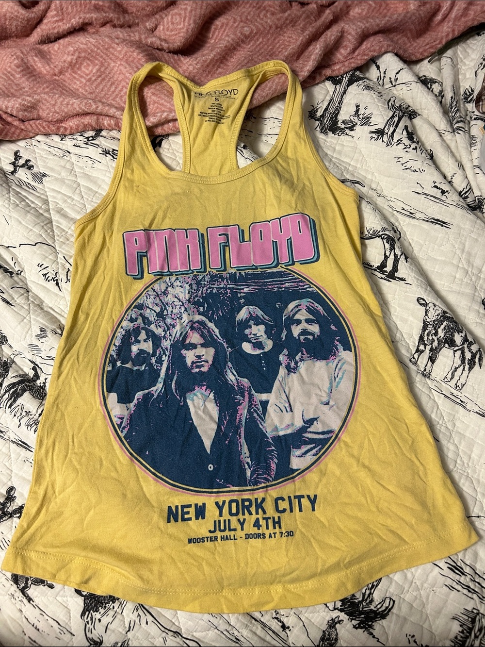 Pink Floyd Yellow Tank with Pink & Navy Graphic